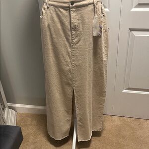 Mystree Cream Midi Skirt with Front Slit